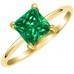 Χρυσό δαχτυλίδι Κ14 με καρέ πράσινο ζιργκόν